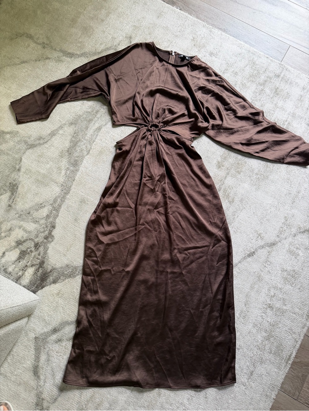 Express Brown Cutout Maxi Slip Dress